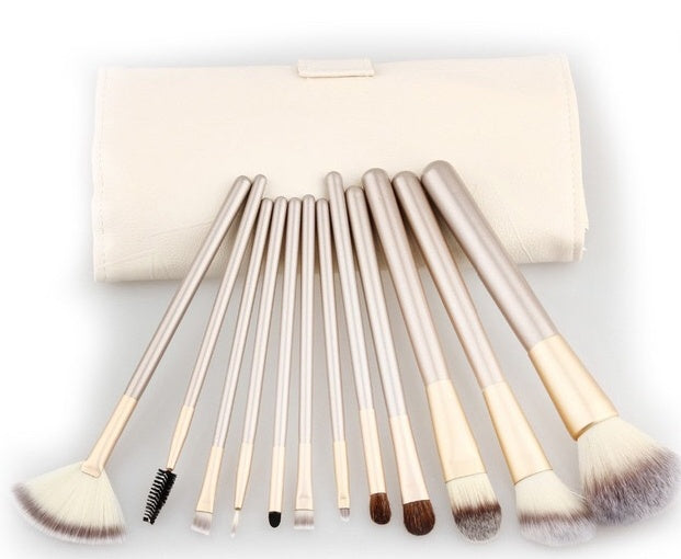 White Make-up Brush Set - 12, 18, or 24 Brush Set