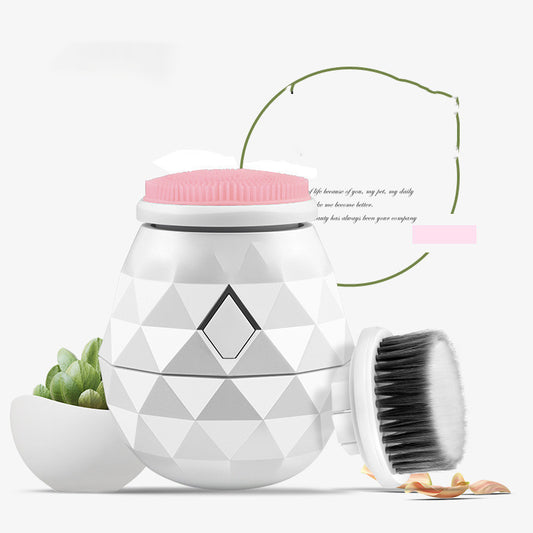 Electric Soft Hair Silicone Facial Massager