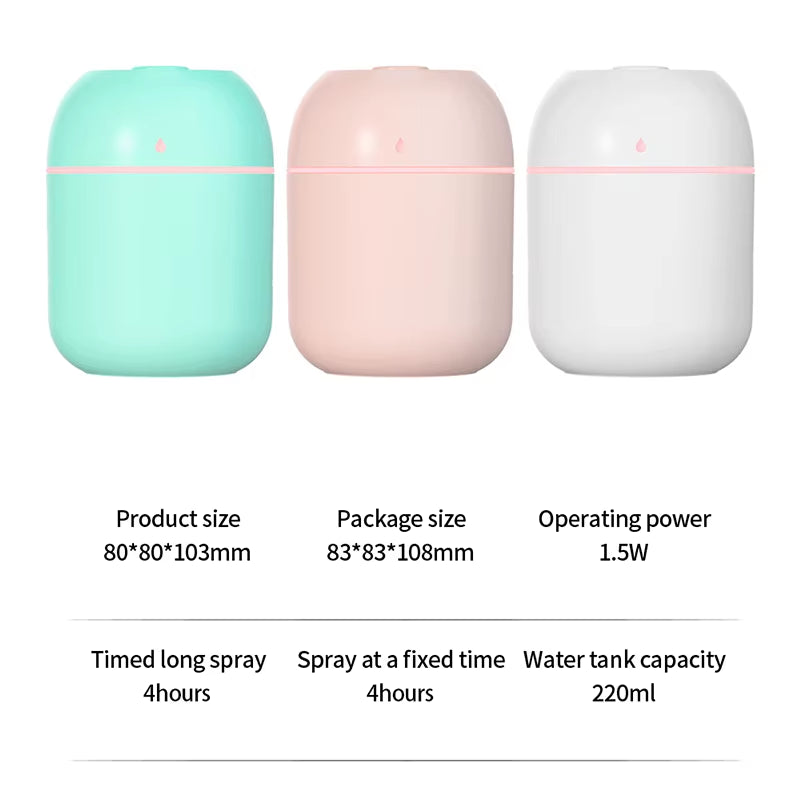 Compact USB Ultrasonic Mini Humidifier & Essential Oil Diffuser - Aromatherapy Car Purifier with LED Light