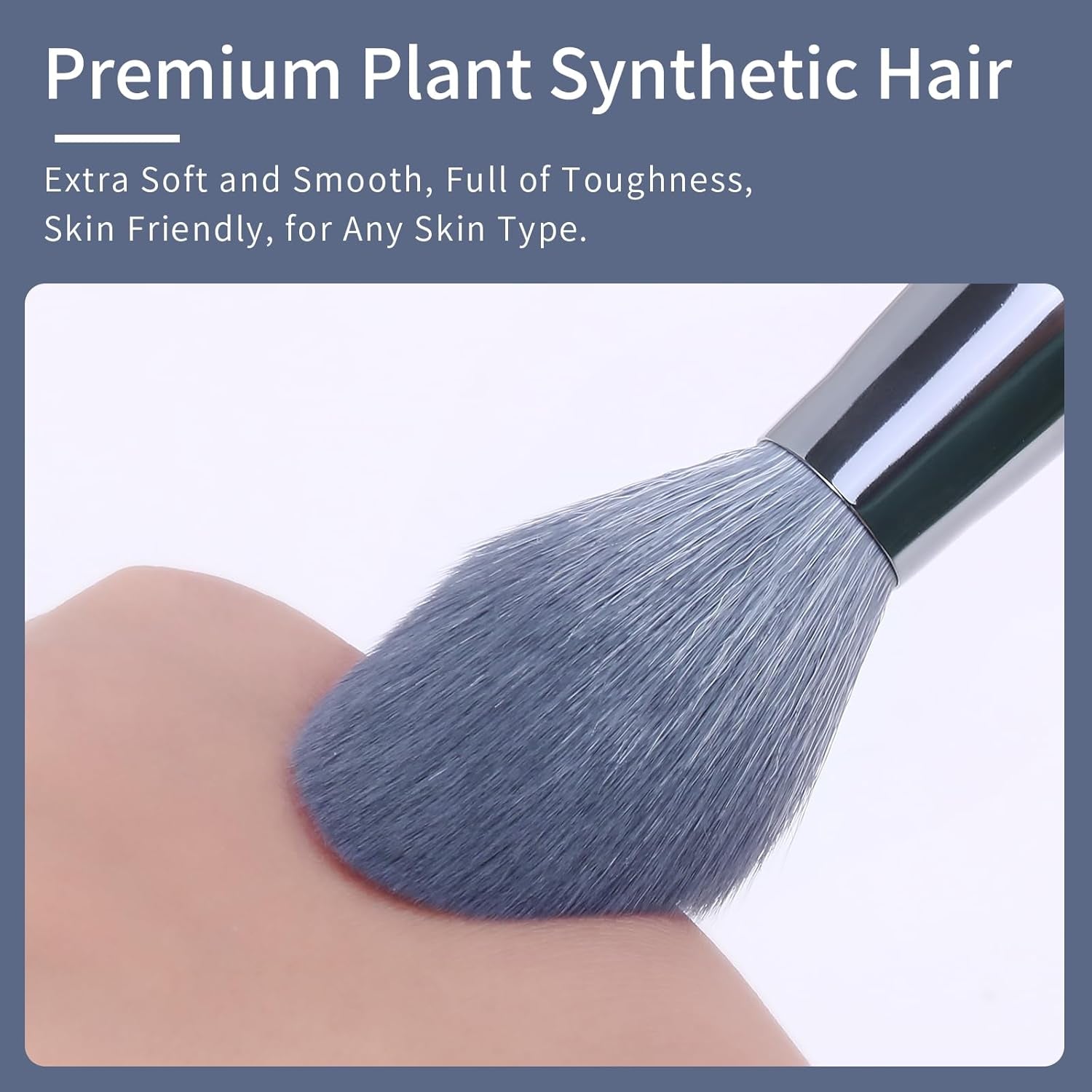 Sapphire Blue Vegan Makeup Brush Set with Case - Professional Glitter Cosmetic Brushes