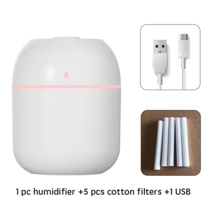 Compact USB Ultrasonic Mini Humidifier & Essential Oil Diffuser - Aromatherapy Car Purifier with LED Light